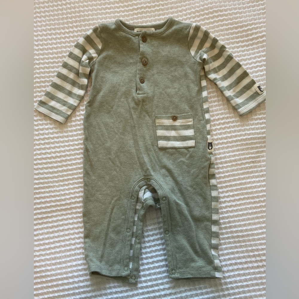 Striped & Green Baby one piece outfit
